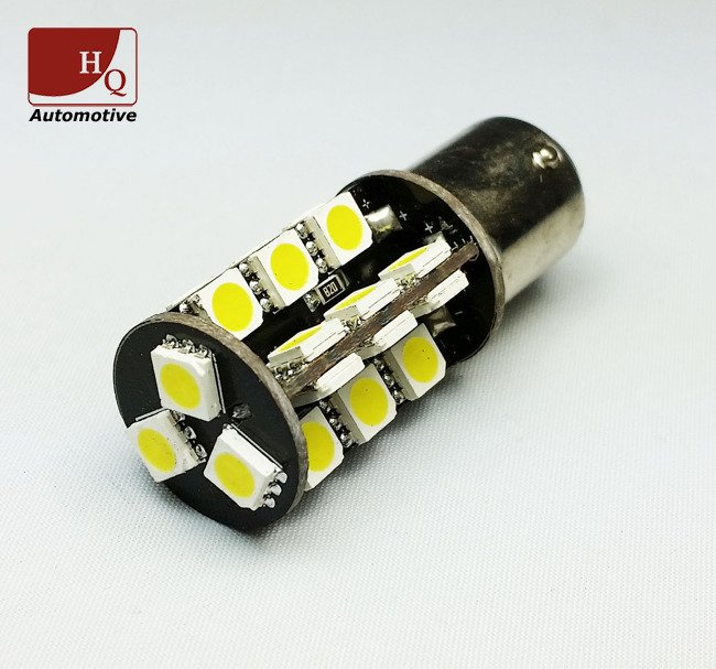 Car LED Light Bulb 27x SMD 5050 P21 5W BAY15d CanBus WHITE
