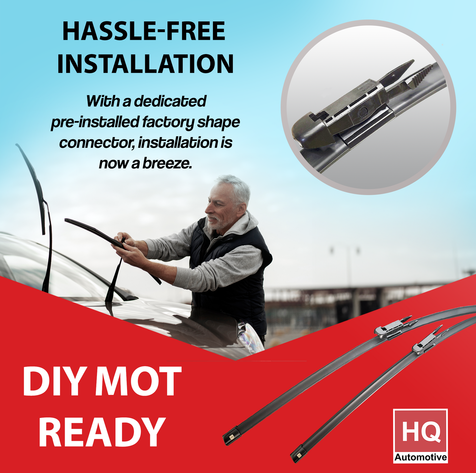 Front & Rear kit of Aero Flat Wiper Blades fit MERCEDES Serie C Class