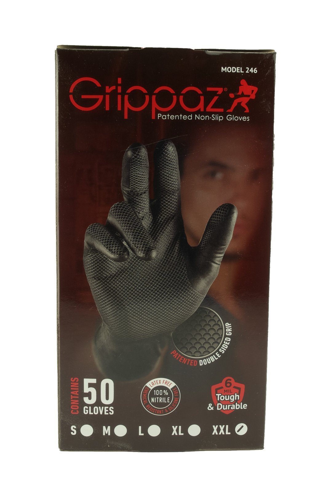 Grippaz 246 Disposable Nitrile Gloves size XXL PowderFree BLACK XXL