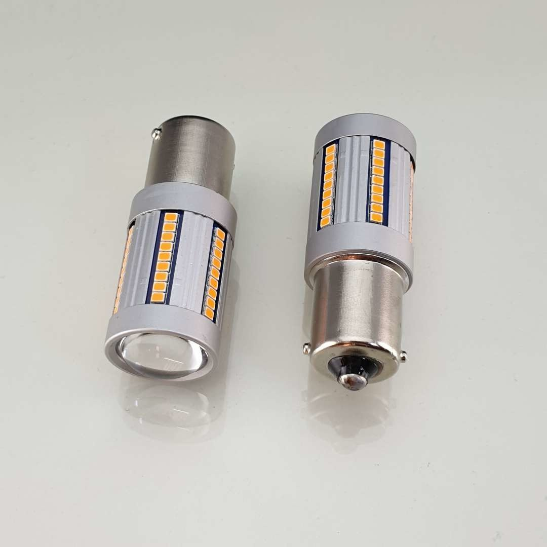 HQ Automotive Car LED Indicator Bulbs 2pcs PY21W (BAU15S) 66 SMD2016 100 CanBus AMBER LED Car