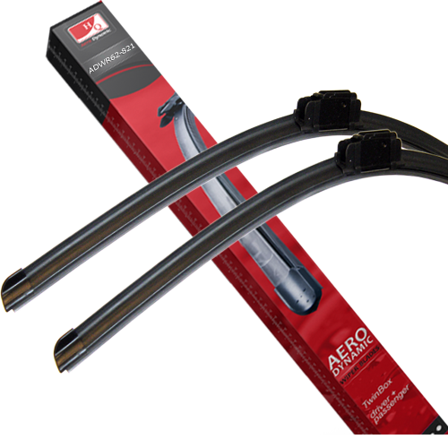 Two Front Frameless Wiper Blades HQ Aero Dynamic ADWR62821 Twin Box