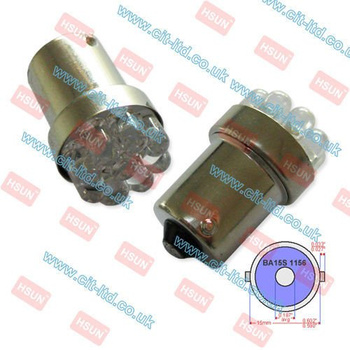 R5W R10W BA15s Car LED Bulb 9x LED round led RED