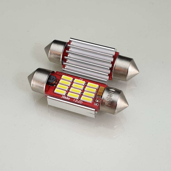 HQ Automotive 2x Car LED Bulb 12x SMD-4014 C5W 36mm 12V CanBus WHITE 