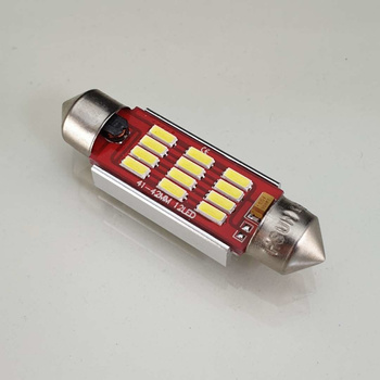 HQ Automotive 2x Car LED Bulb 12x SMD-4014 C10W 42mm 12V CanBus WHITE 