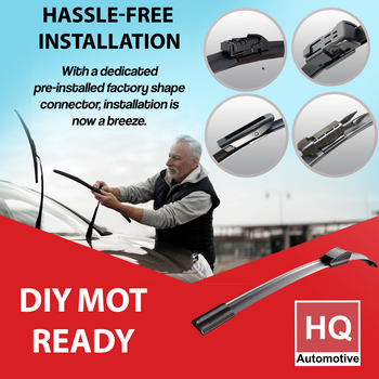 Wiper Blades for MG MG 6 Saloon (2011 and later) HQ Front Pair 24-inch + 18-inch with Pinch-Tap connector