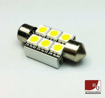 C5W 6 LED Bulb SMD-5050 Sink (39MM)  CanBus GREEN