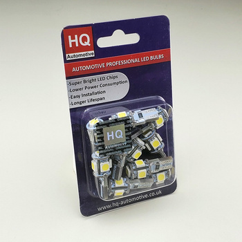 HQ Automotive Car LED Bulbs 12V SMD-5050 W5W T10 501 CanBus WHITE 10pcs