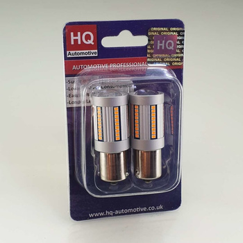 HQ Automotive Car LED Indicator Bulbs 2pcs P21W (BA15S) 66 SMD-2016 100% CanBus AMBER LED Car Bulbs  