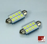 HQ Automotive Festoon 42mm C10W LED Bulbs 8x SMD 5050 2psc WHITE