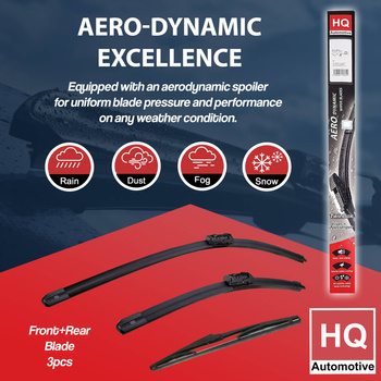 HQ Automotive Wiper Blades fit HYUNDAI Bayon SUV (2021 and later) Front Rear Set OEM FIT with Pinch-Tap connector AD61-423|HQ12D