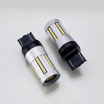 HQ Automotive Car LED Bulb x2 W21/5W 66 SMD-2016 100% CanBus WHITE