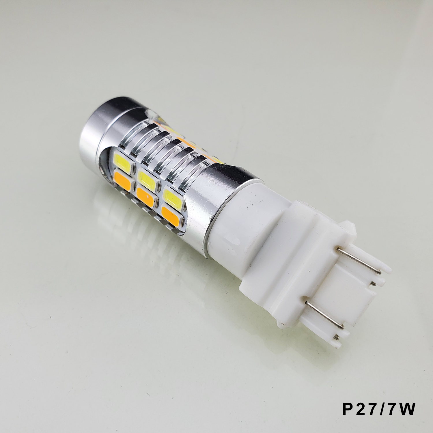 LED Żarówka Ledowa P21/5W/ P27/7W (3157) 22x SMD-5630 Dwukolorowa BIAŁO ...